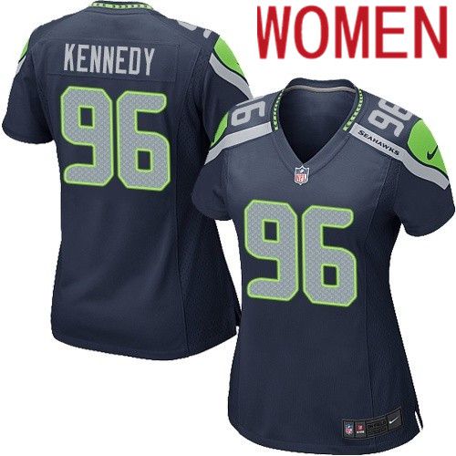 Women Seattle Seahawks #96 Cortez Kennedy Nike Navy Game NFL Jersey